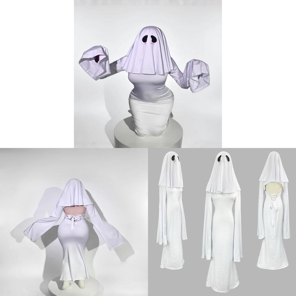 Ghost Girl Cosplay Dress For Halloween Party With Polyester And Spandex For Women