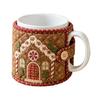 Holiday Quilted Mug Cover Craft Christmas Cozy Sewing Kit, DIY Fabric Kit with Festive Themed Kits Patterns, Sleeve Making for Beginners, Handmade