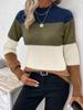 Colorblocking Pullover Damen Rundhals Langarm Strickpullover Lässiges Vielseitiges Oberteil