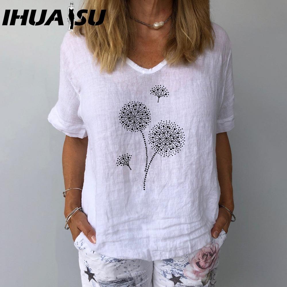 

IHUASU Women s Fashion Casual Short Sleeve O Neck Blouses & Shirts S білий