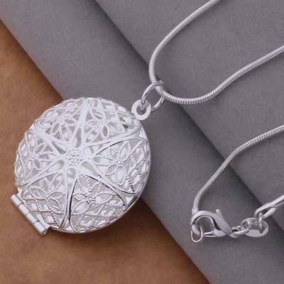 Wholesale 925 Sterling Silver Necklace Pendant Photo Frame For Women Luxury Fashion Wedding Engagement JewelryWN-734