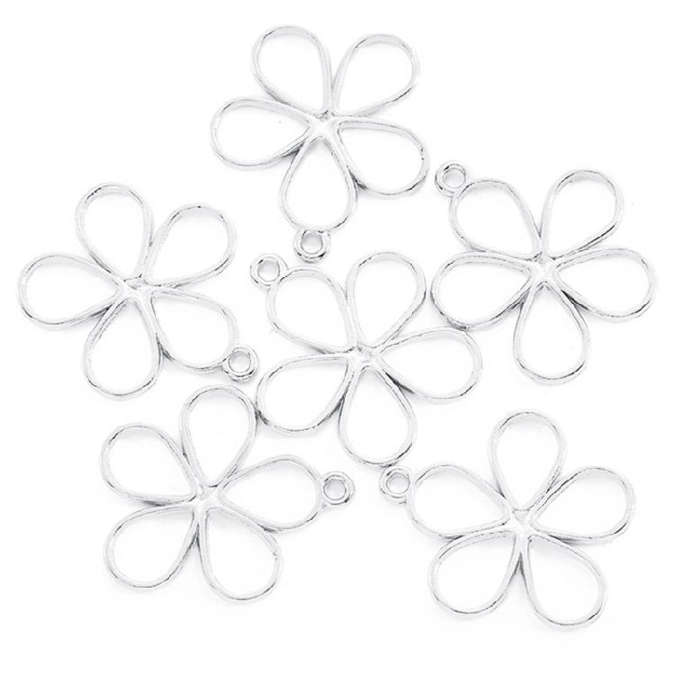 50 PCS Alloy Hollow Flower Charm Flower Pendant Hollow Flower for Jewelry Making