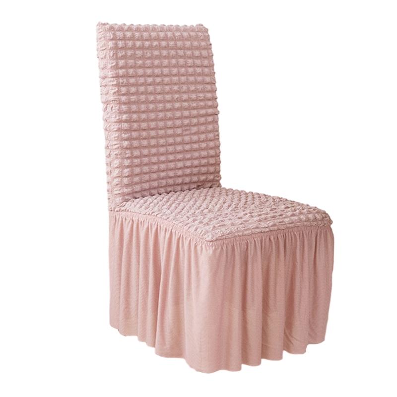 Thickened Fabric Skirt Chair Cover 3D Seersuckers Stretch Chair Slipcover for Dining Room Kitchen Banquet Home Decor