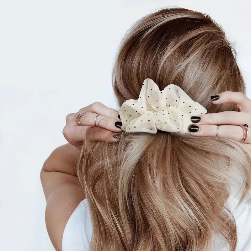 New Large-sized Fabric Hair Band and Hair AccessoryFeaturing Retro Floral and Diamond-encrusted Ponytail Hair Ties