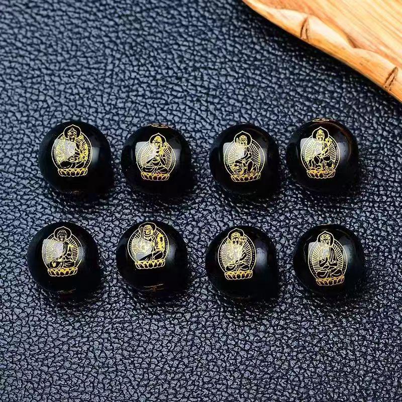 Black Agate Zodiac Guardian Deity Beads for DIY Accessories 10mm