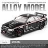 Simulation 1/24 Nissan GTR Alloy Racing Car Model with Sound Light Collection Miniature Voiture Toy Vehicle Children Boy Gift