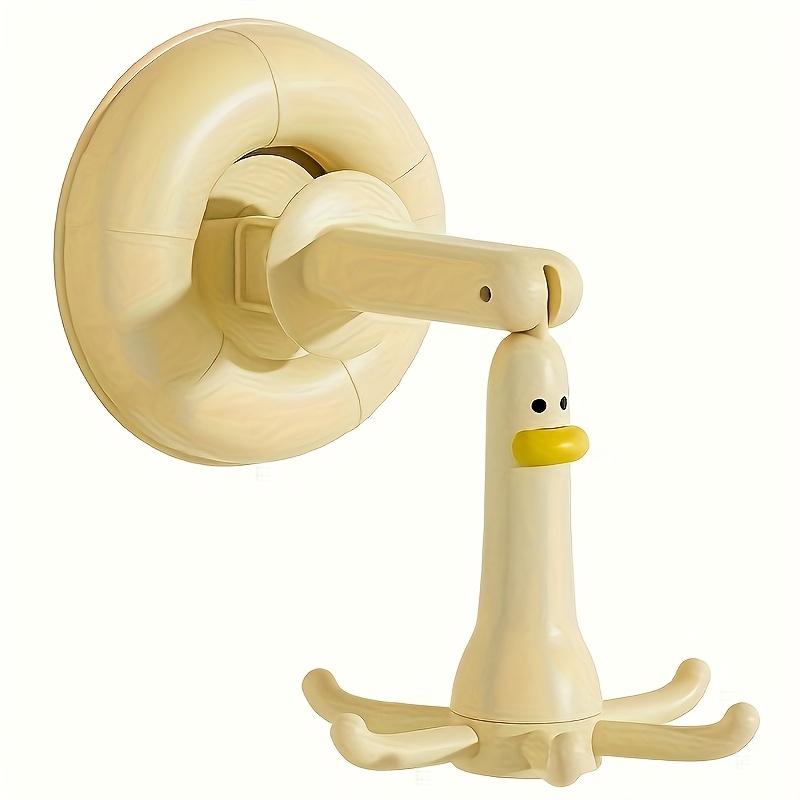 

1pc Cartoon Duck Suction Cup Hook Six-claw Rack 360° Dual-Axis Rotating No-Drill Kitchen Rack Bathroom Small Hanger Home Supply жовтий