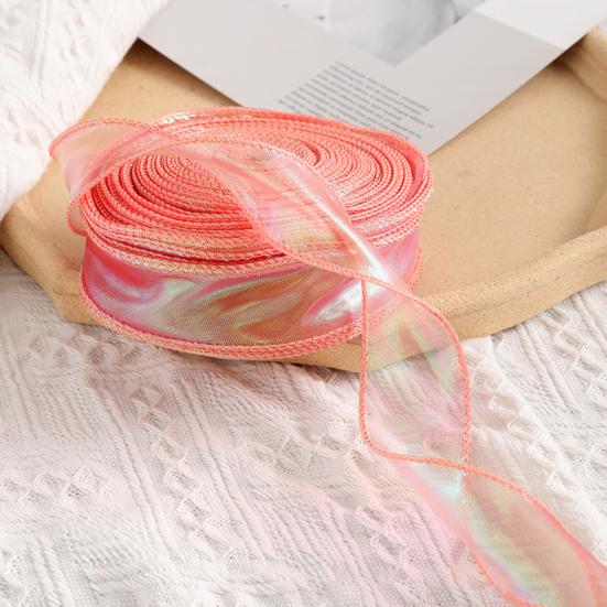 Sheer Tulle Ribbon 3.8 Yards Craft Decorative Ribbon Iridescent Tulle Ribbon Roll for Flowers Wedding Invitations Gift Wrapping