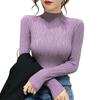 Autumn/Winter Women's Slim Fit Long-Sleeve Knitted Sweater with Semi-High Collar
