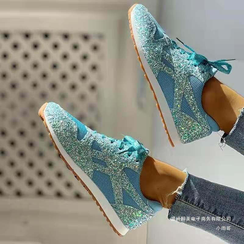 2020 new sequined women's shoes large size fashion sports and leisure single shoes women