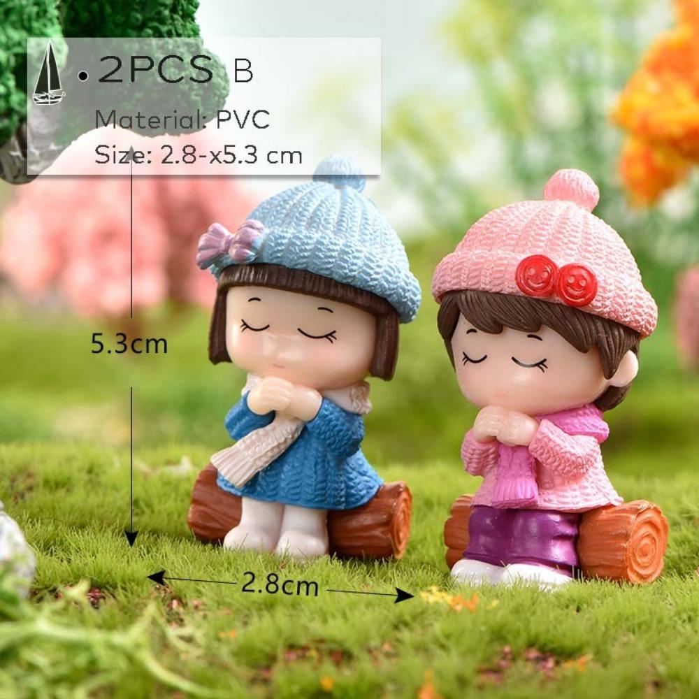 New Lovers Figures Couple Miniature Home Decor People Boy Girl Model Princess Fairy Gnome Valentine's Day Gift Dollhouse