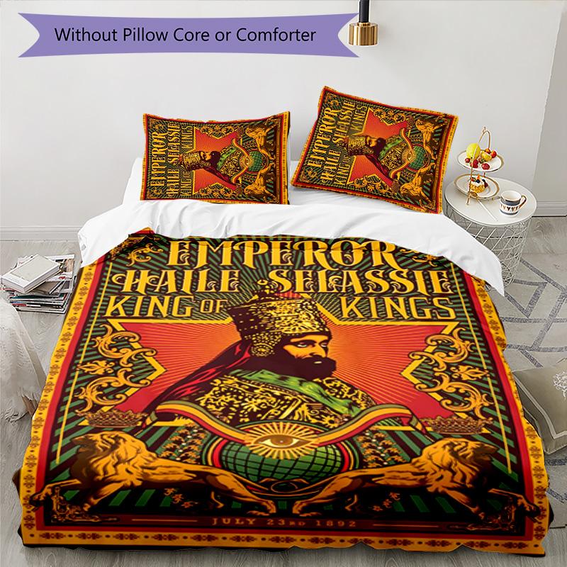 Rastafari Lion of Judah 3pcs Bedding Set Duvet Cover Closure Includes 1 Duvet Cover & 2 Pillowcases for All Seasons Bedroom Home Dorm Decor