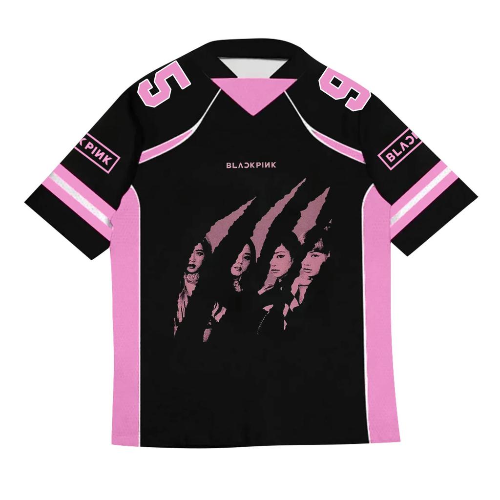 Women's V-neck Loose Printed Short-sleeved Baseball Jacket