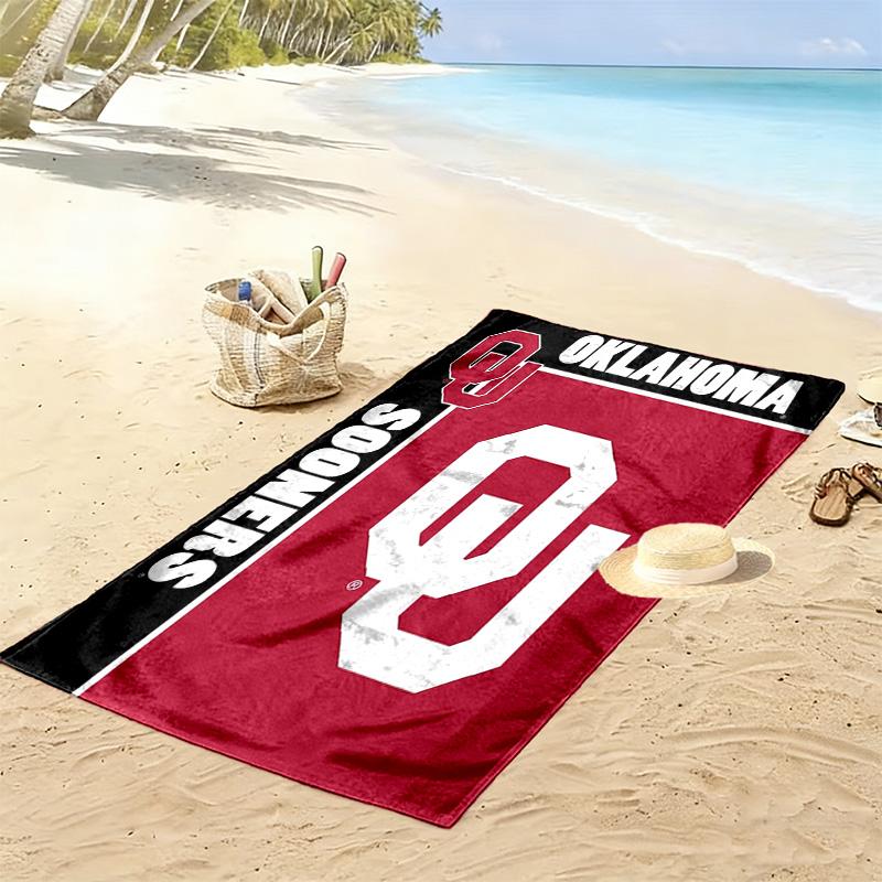 Oklahoma Sooners Print Beach Towel, Large Soft Quick Dry Towel for Beach Camping Swimming