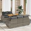 Vidaxl 6-Cz. Gartenmöbel-Set mit Kissen, Grau, Polyrattan