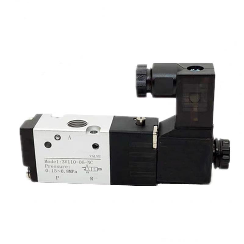 3V110-06 1/8" Solenoid Valve 3/2 Way Pneumatic Air Control Valve Electric Gas Magnetic Valve Alumium Body DC12V 24V AC110V 220V