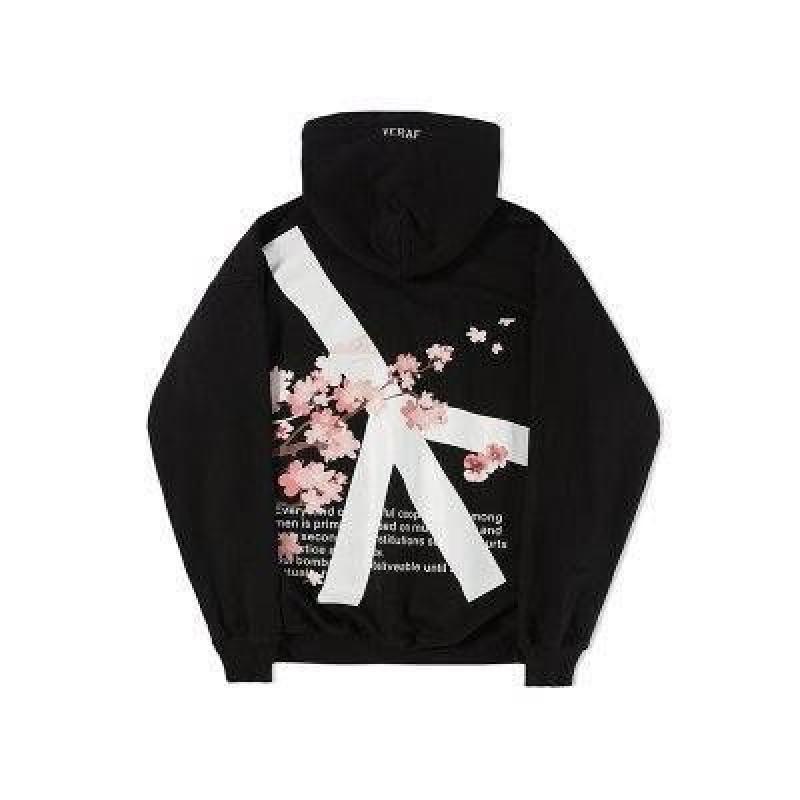Cherry Blossom Print Hooded Sweatshirt Women - Stylish Streetwear With Cartoon Art Regular Fit Long Sleeve