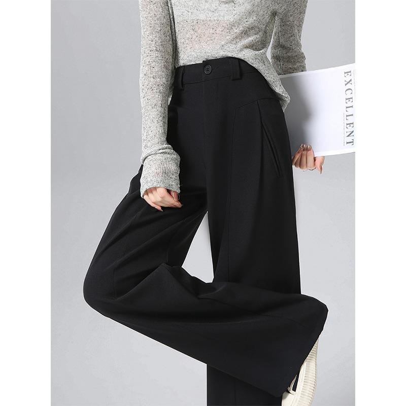 White Suit Pants Women's Spring and Autumn New High Waist Drape Thin Narrow Version Casual High-end Straight Wide-leg Pants