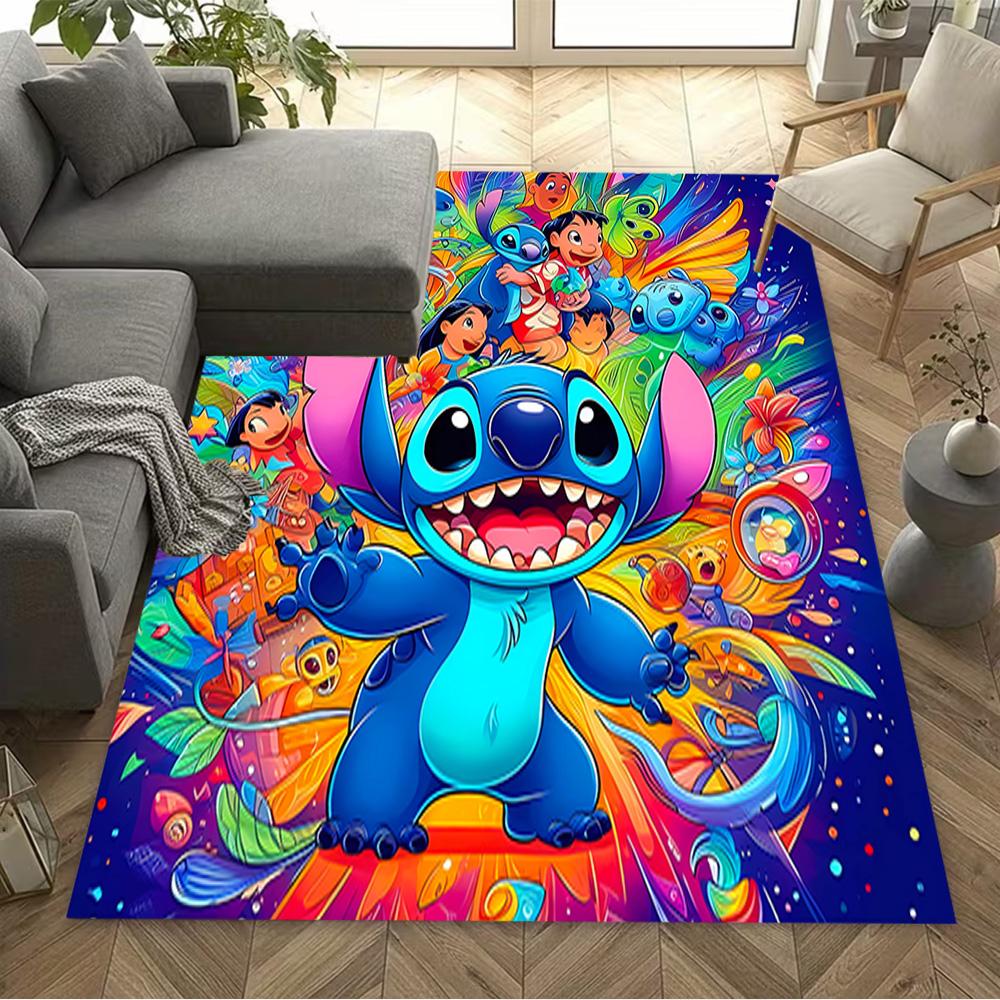 Colorful Stitch Adventure Floor Mat Perfect for Kitchen Outdoor Game Room Bedrooms Antislip Carpet Anime Office Decor Perfect Gift for Friends & Famil