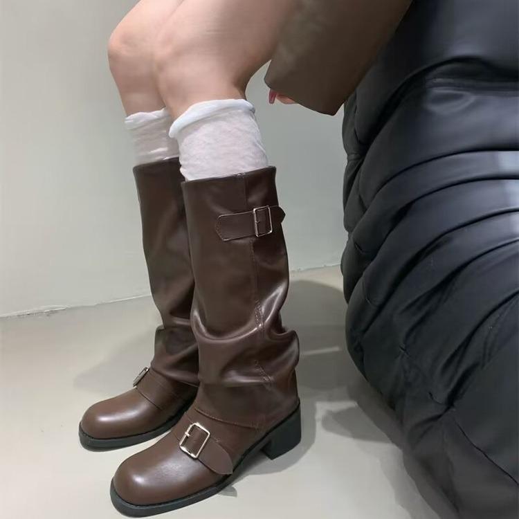 But Knee Boots Women's Thick Heel 2025 Autumn and Winter New Women's Boots Boots Boots Boots Round Head Western Knight Boots