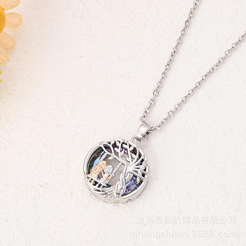 Tree Of Life Necklace Women'S Retro Personality Versatile Trend Temperament Inlaid Crystal Pendant Jewelry