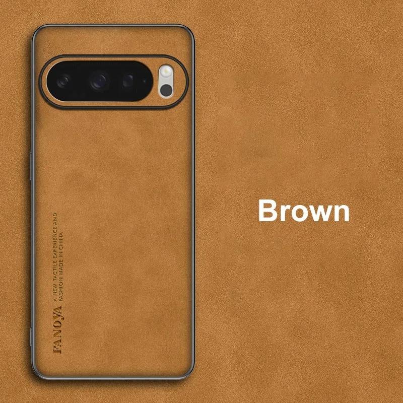 

EUCAGR For Google Pixel 10 Pro XL Luxury PU Leather Phone Case For Google Pixel 10 Pro Pixel 10A Back Cover Silicone Protection For Pixel 10 Pro коричневий