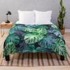 Tropical Monstera Leaves Throw Blanket