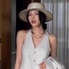 Adjustable Paper Straw Sun Hat For Women Ribbon Accents Breathable Lightweight Design Summer Travel Gardening