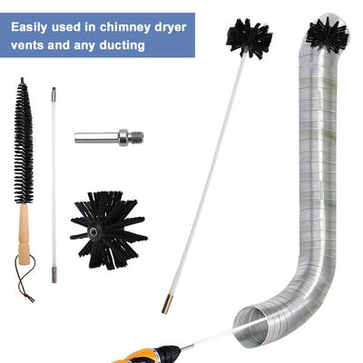 Ensemble Flexible de Ramoneur Multifonctionnel Brosse de Nettoyage Intérieur de Tuyau de Séchage de Cheminée Outils de Ramassage de Peluches de Bouche d'Aération de Séchoir de Cheminée