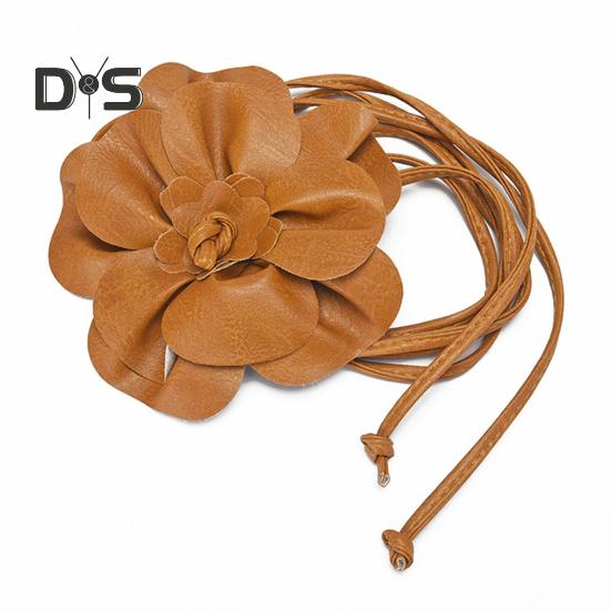 Boho Flower Waist Belt for Women Girls Floral Faux Leather Rope Waist Band Wedding Dress Thin Waistband