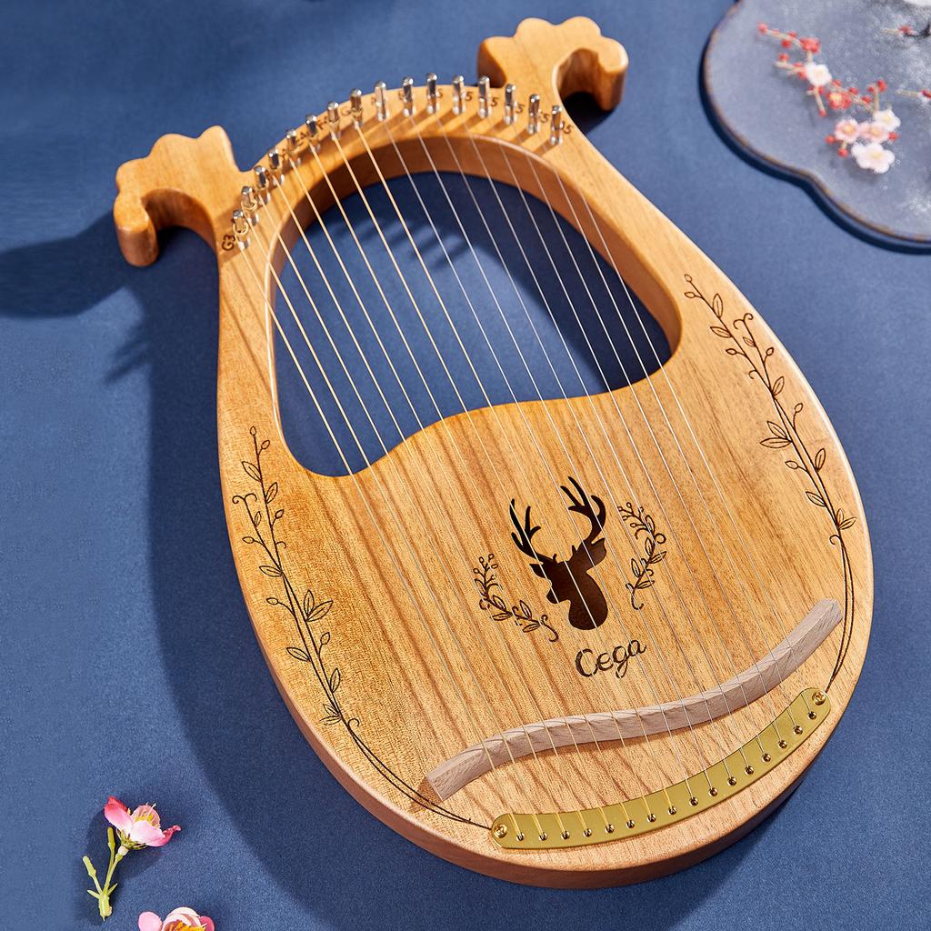 thumbnail image 2 of Cega 21-String Lyre Harp | Spruce Top & Mahogany Back With Tuning Wrench, Picks & Music Sticker 2 of 12