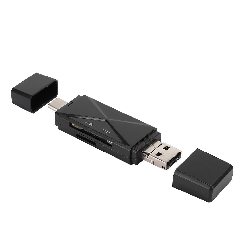 Memory Card Reader Type C OTG 5 In 1 USB 2.0 Card Adapter Multi Function for Mobile Phone(Black 2.0 )