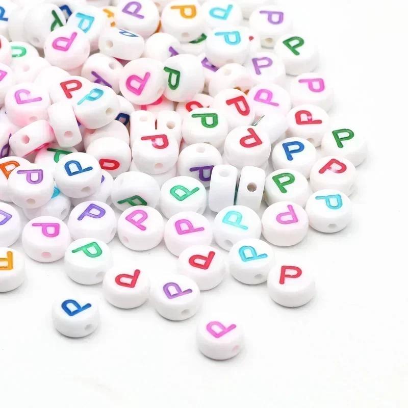 Acrylic A-Z 26 Letter Round Beads Colorful Alphabet Loose Spacer Beads For Jewelry Making Diy Bracelet Necklace Accessories