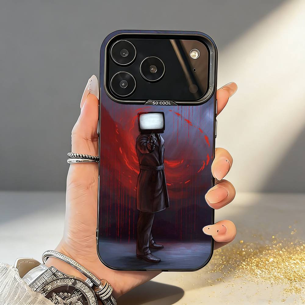 Custodia per Telefono ANIME S-Skibidi T-Toilet Per iPhone17,16,15,14,13,12,11,Pro,MAX Grigio Opaco Silicone Copertura Nera
