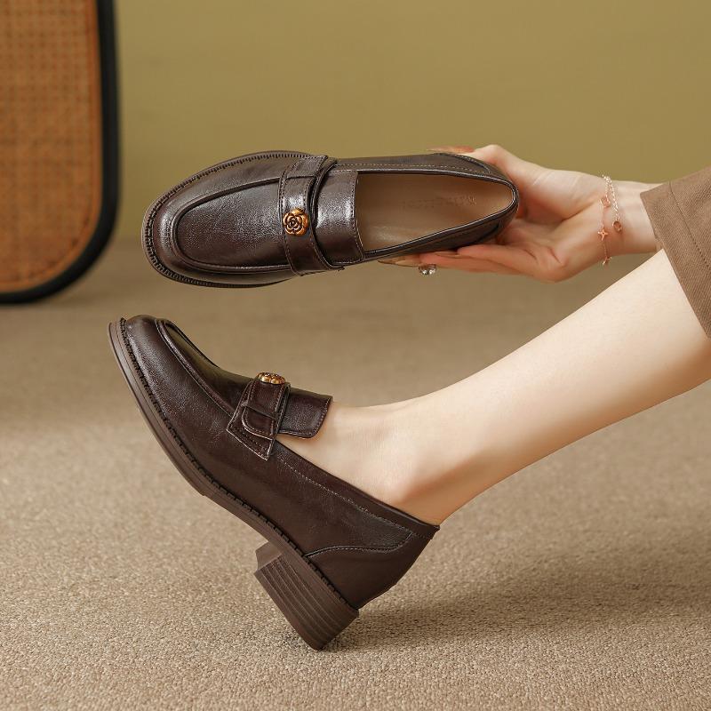 Women'S Vintage British Style Loafers Jk College Style Thick Sole Dress Women'S Shoes Elegant Casual Leather Shoes Zapatos Mujer