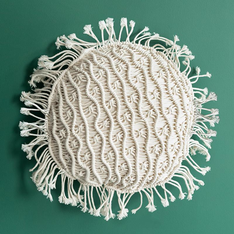 Handmade Cotton Rope Woven Lumbar Cushion Cover for Sofa