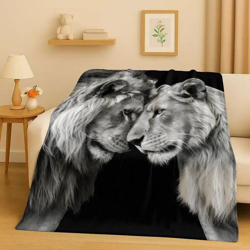 26 Style Tiger Lion Beast Art Cartoon Flannel Blanket,Ultra Soft Warm Plush Throw for Home Bedroom Bed Sofa Cover Office Travel
