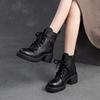 Fashion GKTINOO 2025 Genuine Leather Platform Boots Women Shoes Autumn Winter 6cm Thick Heels Ankle Boots Lace Up Zipper Ladies Pumps