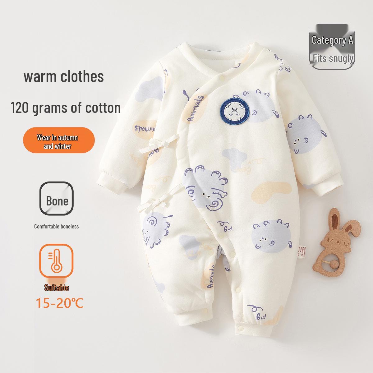 

Jingqi Newborn Cotton-Padded Romper & Jacket Set - Autumn/Winter Style 52cm [Fits up to 55cm, 4-8 lbs]