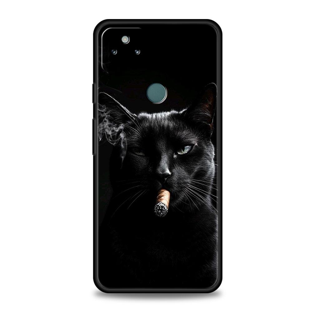 Fashion Kitten Smoking Pattern Phone Case Cover for Google Pixel 10 9 8 7 6 9A 8A 7A 6A Pro Shockproof Soft TPU 10 Pro XL Shell
