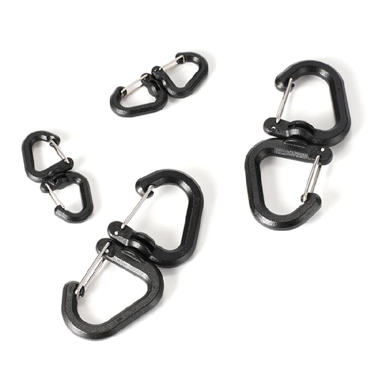 360 Rotating Double Carabiner Mountaineering Buckles Camping Double Hook Portable S Chain Hook Camping Accessories