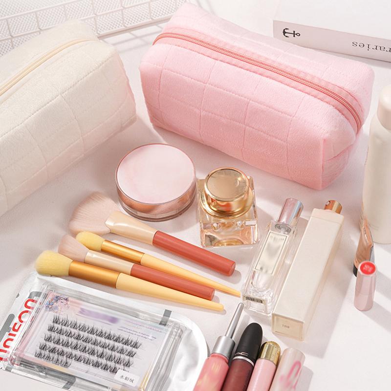 Solid Fur Cosmetic Storage Bag Large Women Zipper Makeup Organizer Handbag Stationery Pencil Case Travel Make Up Toiletry Punch