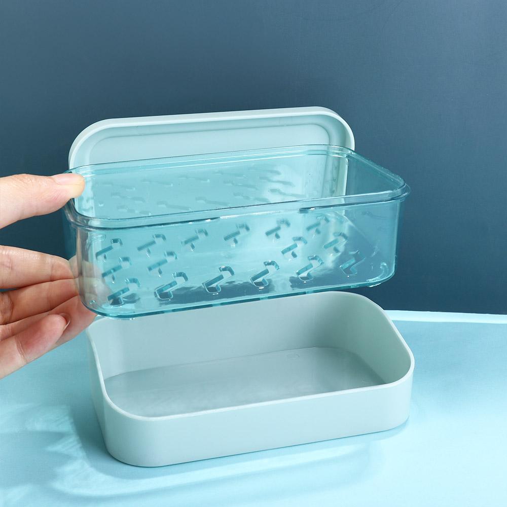 Portable 1Pcs Sponge Plate Drain Double Layer Sealing Soap Container Soap Case Soap Dish Soap Box