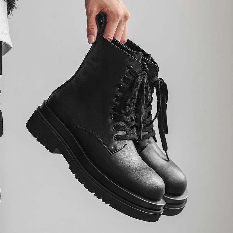 

8 holes 2025 autumn new Martin boots big head Derby leather heightening men s shoes couple versatile platform boots Female size 35