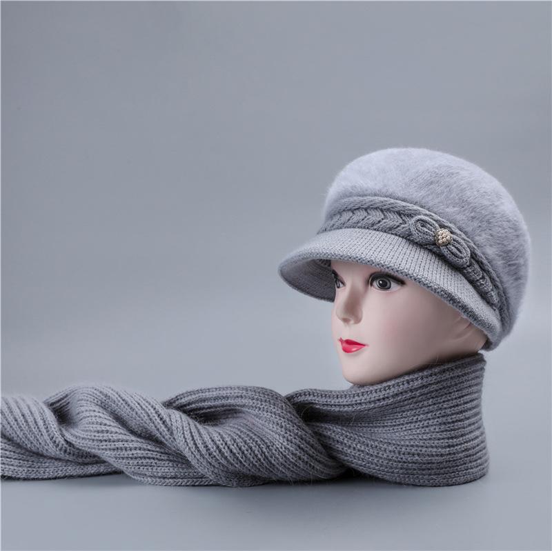 Autumn and winter female rabbit fur wool hat winter velvet warm hat
