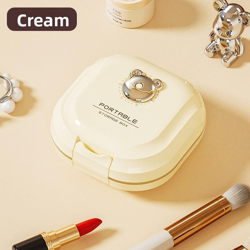 

Cartoon Bear Jewellery Premium-Quality Home Storage Box with Dividers for Portable Organisation кремовый