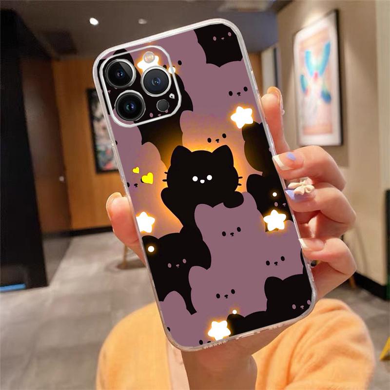Phone Case Carcasa Funda For iPhone 17 Pro Max Air 16 15 14 13 Pro Max 15 16 Pro 15Plus Cartoon Black Cats Case