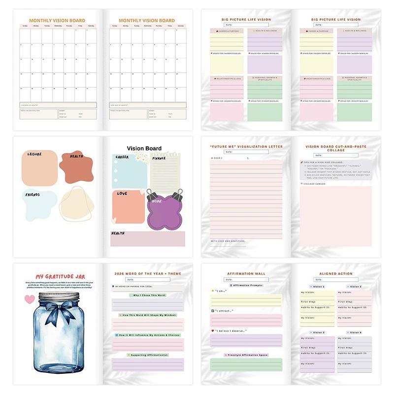 

2026 Vision Board And Goal Planner: Manifest Your Best Life With Monthly & Quarterly Strategic Planning, Smart Goals Workbook разноцветный