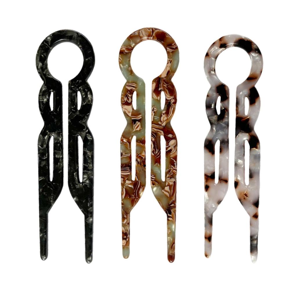 3Pcs Acetate U-shaped Hair Fork Lightweight Anti-slip Long Thick Hair Stick Updo Bun French Hair Pin Women Girls Hair Accessories