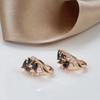 Kinel Shiny Black Zircon Rose Gold Color Drop Earrings For Women Luxury Fine Jewelry